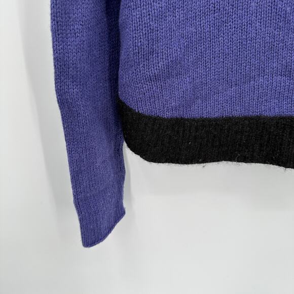 EILEEN FISHER Yak Wool Blend Turtleneck Purple Black Crop Sweater // XS - Picture 4 of 7